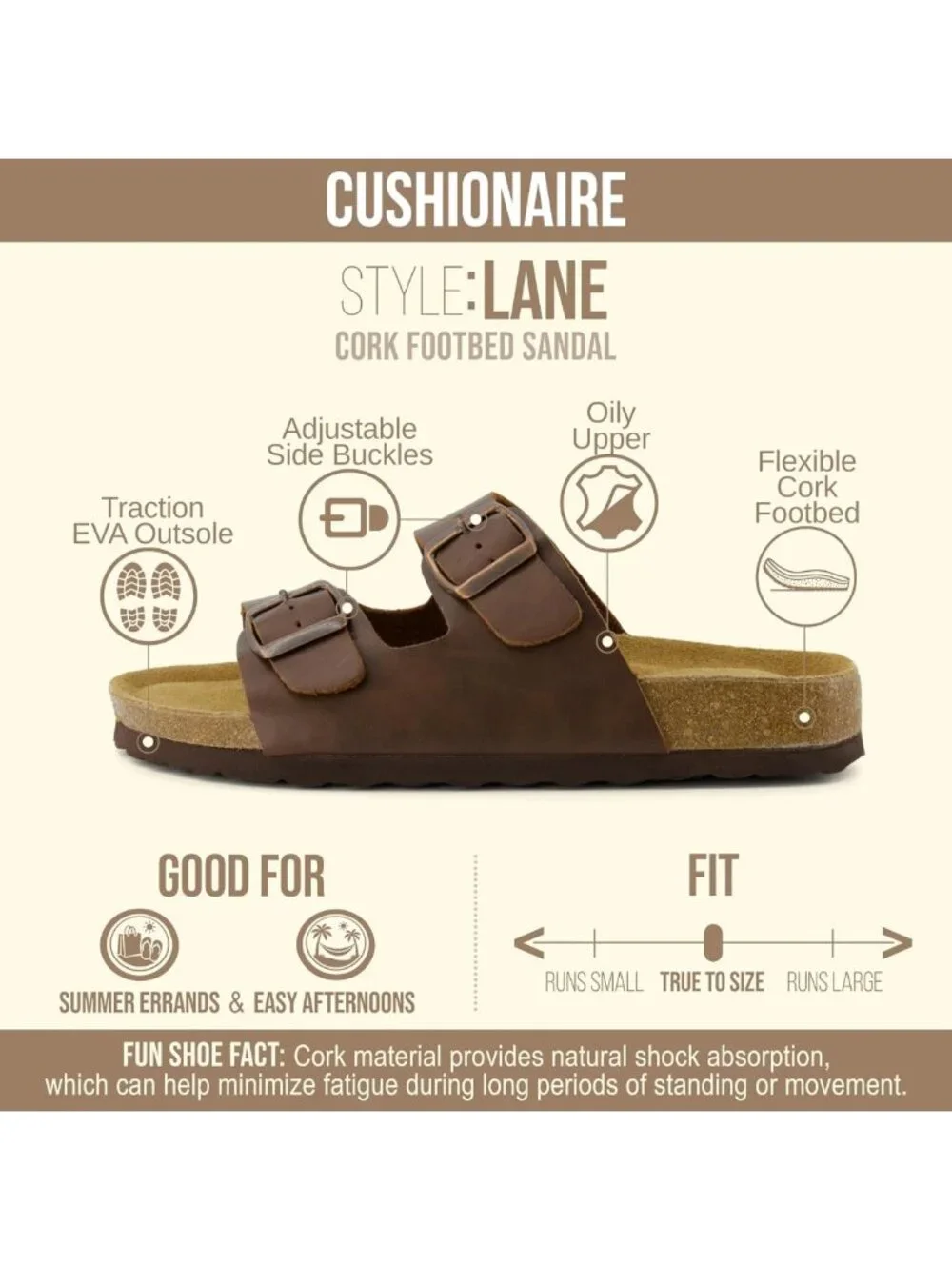 Comfortable Women's Double Buckle Slip-On Sandals with Arch Support & Cork